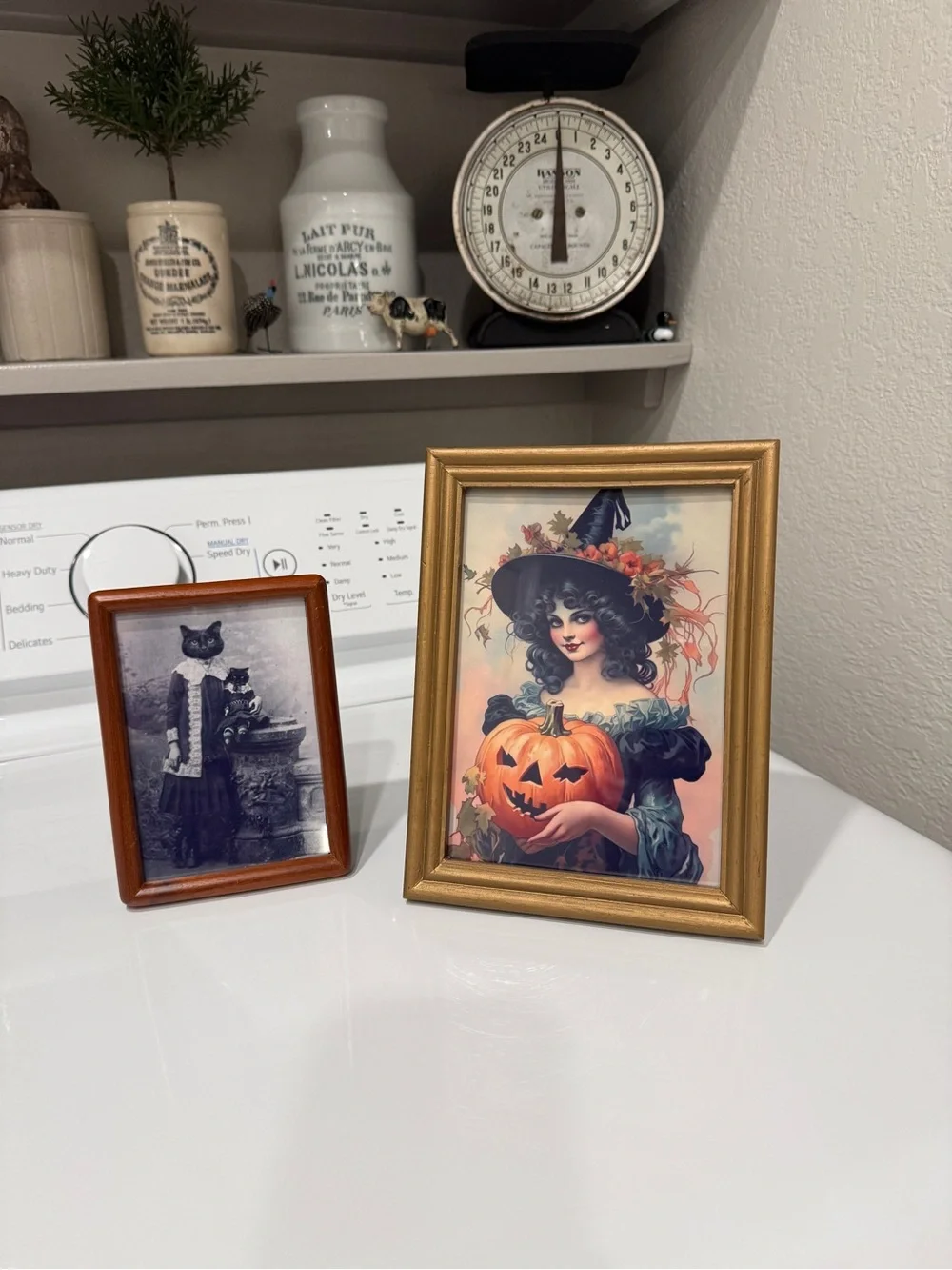 Vintage Wood Picture Frame’s  with Halloween Art